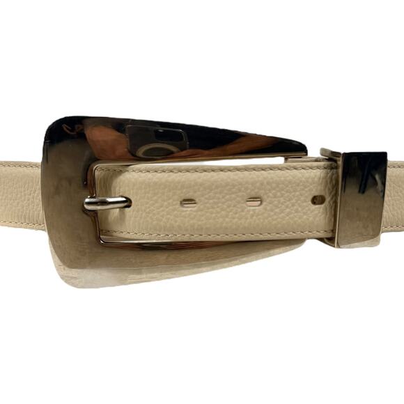 Khaite Lucca Leather Belt Solid Brass Buckle Dark Ivory Size 90/36